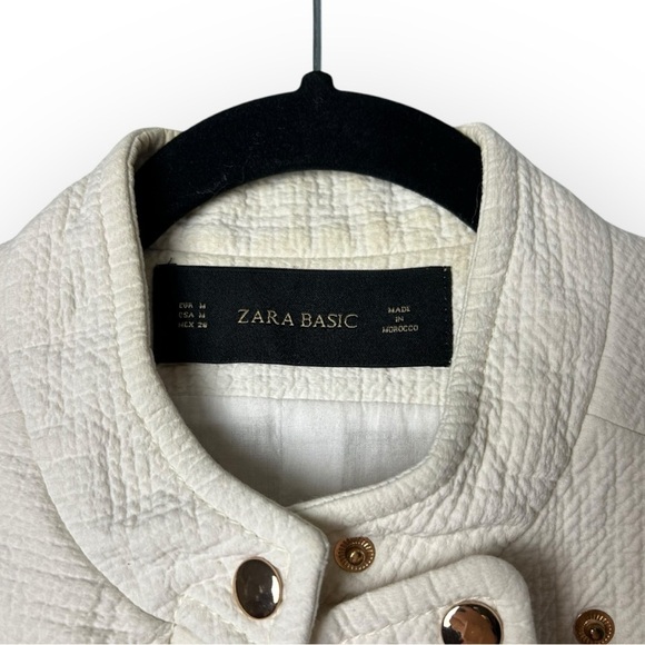 Zara Off White Asymmetrical Zipper Moto Jacket M - Picture 4 of 5